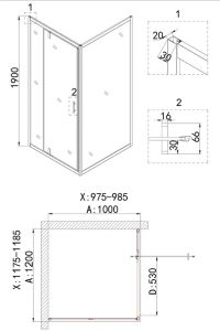 Душевой уголок Niagara NG-43-12AG-A100G 120x100см золото/прозрачное