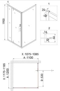 Душевой уголок Niagara NG-43-12AG-A110G 120x110см золото/прозрачное