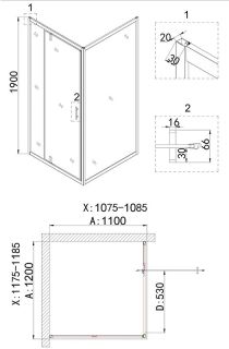 Душевой уголок Niagara NG-43-12AG-A110G 120x110см золото/прозрачное