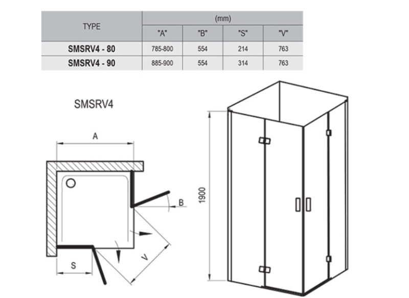 Душевой уголок Ravak SmartLine SMSRV4-90 1SV77A00Z1 Transparent профиль хром