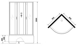 Душевая кабина Niagara NG-2307-14BK 80x80см серебро/матовое