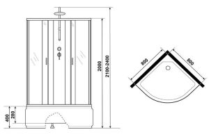 Душевая кабина Niagara NG-2307-14BKT 80x80см серебро/матовое