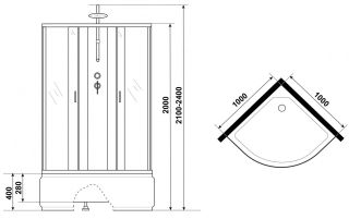 Душевая кабина Niagara NG-2309-14BKT 100x100см серебро/матовое