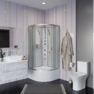 Душевая кабина Niagara NG-2309-14BKTG с гидромассажем 100x100см серебро/матовое