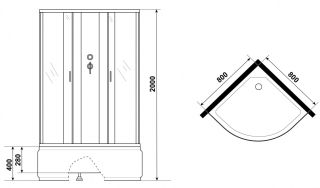 Душевая кабина Niagara NG-2507-14BK 80x80см серебро/тонированное