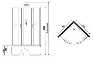 Душевая кабина Niagara NG-2507-14BKT 80x80см серебро/тонированное
