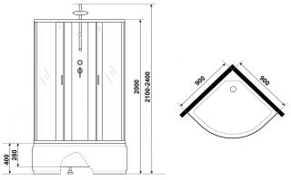 Душевая кабина Niagara NG-2508-14BKT 90x90см серебро/тонированное