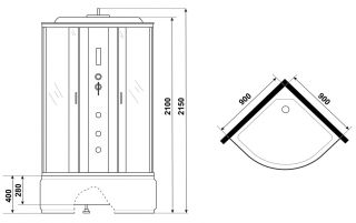 Душевая кабина Niagara NG-2508-14F с гидромассажем 90x90см серебро/тонированное