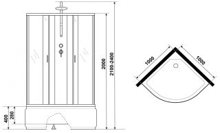 Душевая кабина Niagara NG-2509-14BKT 100x100см серебро/тонированное