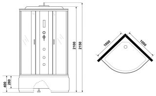 Душевая кабина Niagara NG-2509-14F с гидромассажем 100x100см серебро/тонированное