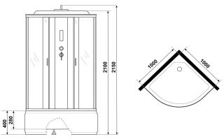 Душевая кабина Niagara NG-2509-14P 100x100см серебро/тонированное