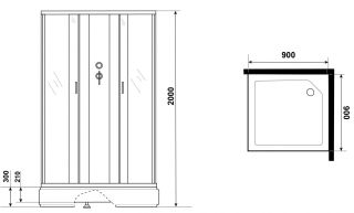 Душевая кабина Niagara NG-1108-14BKG с гидромассажем 90x90см серебро/матовое