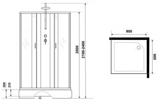 Душевая кабина Niagara NG-1108-14BKTG с гидромассажем 90x90см серебро/матовое