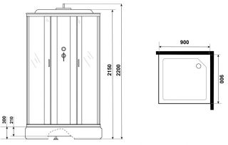 Душевая кабина Niagara NG-1108-14F с гидромассажем 90x90см серебро/матовое