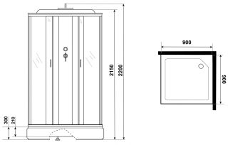 Душевая кабина Niagara NG-1108-14G с гидромассажем 90x90см серебро/матовое