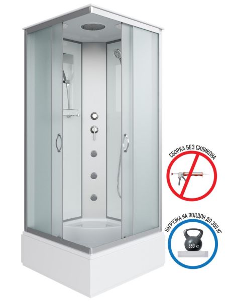 Душевая кабина Niagara NG-1108-14G с гидромассажем 90x90см серебро/матовое