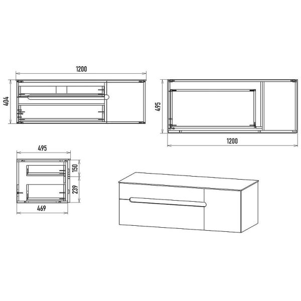 Подвесная тумба под раковину Brevita Pallisandro 120 УТ000025404 Серая матовая