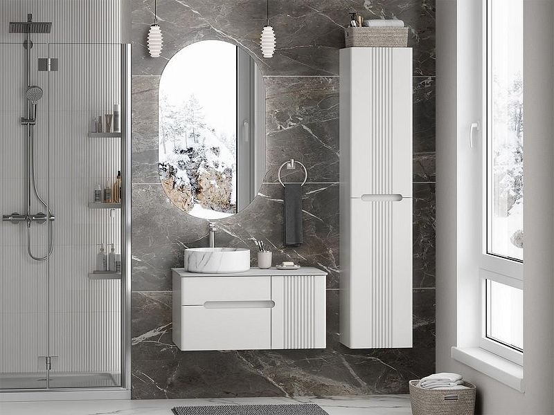 Подвесная тумба под раковину Brevita Pallisandro 80 УТ000025399 Серая матовая