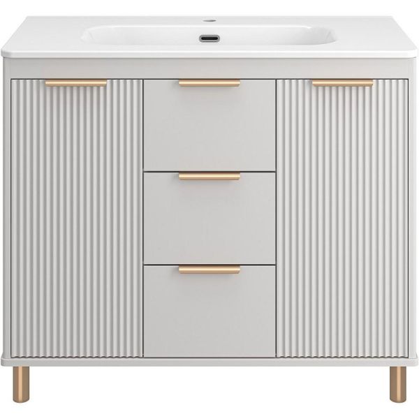 Напольная тумба под раковину Brevita Risacca Crema 100 УТ000025682 Серая матовая