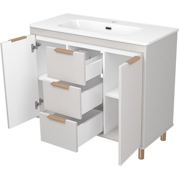 Напольная тумба под раковину Brevita Risacca Crema 100 УТ000025682 Серая матовая