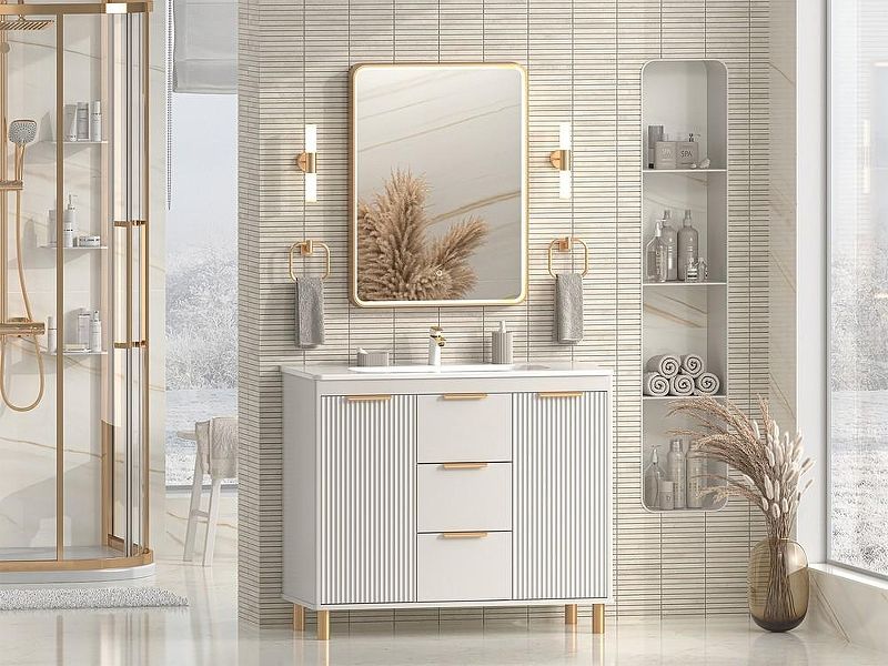 Напольная тумба под раковину Brevita Risacca Crema 100 УТ000025682 Серая матовая