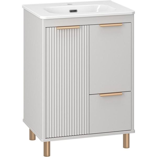 Напольная тумба под раковину Brevita Risacca Crema 60 УТ000025678 Серая матовая