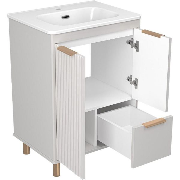 Напольная тумба под раковину Brevita Risacca Crema 60 УТ000025678 Серая матовая