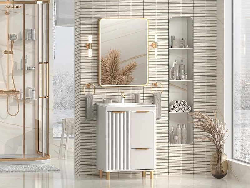 Напольная тумба под раковину Brevita Risacca Crema 60 УТ000025678 Серая матовая