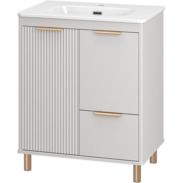 Напольная тумба под раковину Brevita Risacca Crema 70 УТ000025679 Серая матовая