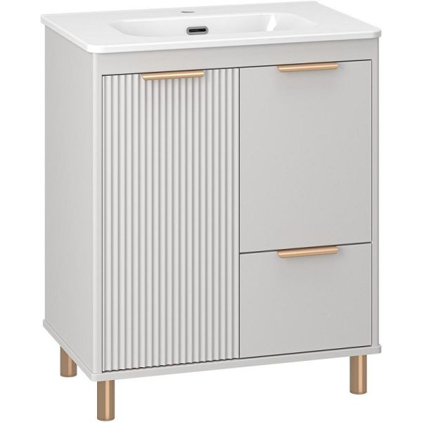 Напольная тумба под раковину Brevita Risacca Crema 70 УТ000025679 Серая матовая