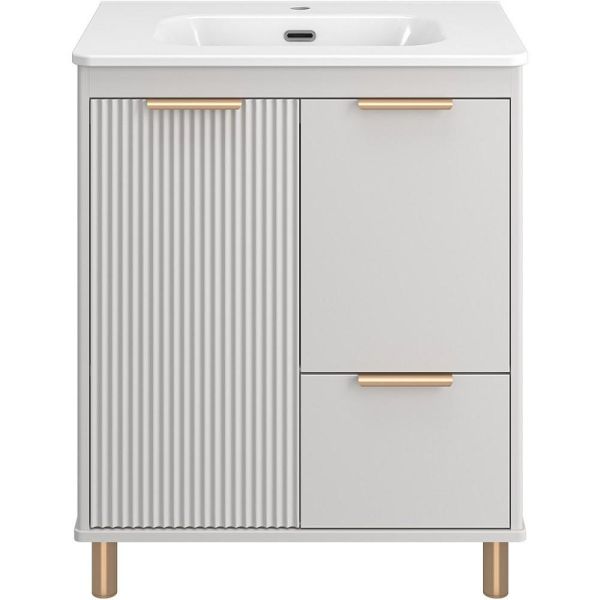 Напольная тумба под раковину Brevita Risacca Crema 70 УТ000025679 Серая матовая