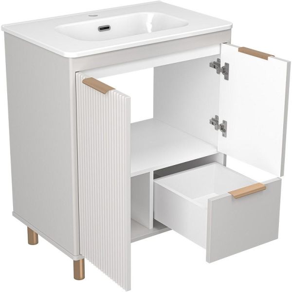 Напольная тумба под раковину Brevita Risacca Crema 70 УТ000025679 Серая матовая