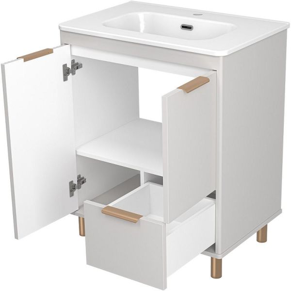 Напольная тумба под раковину Brevita Risacca Crema 70 УТ000025679 Серая матовая