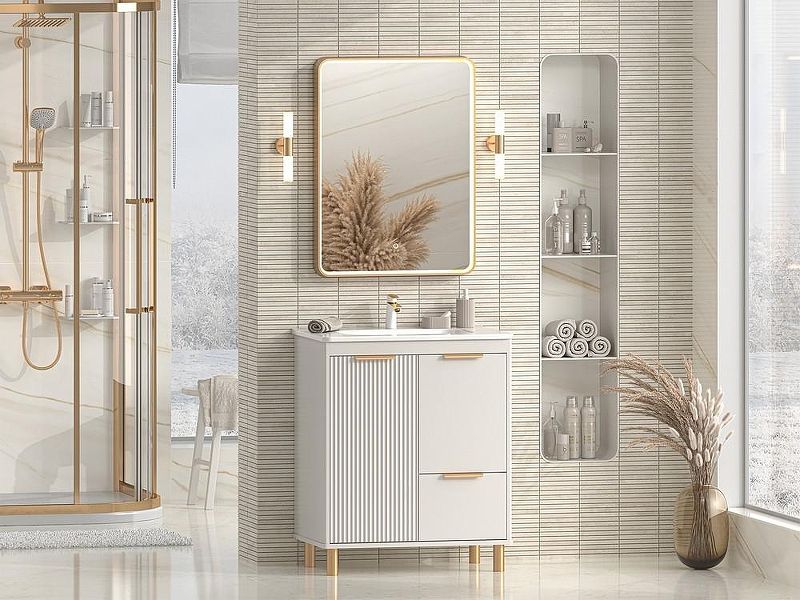 Напольная тумба под раковину Brevita Risacca Crema 70 УТ000025679 Серая матовая