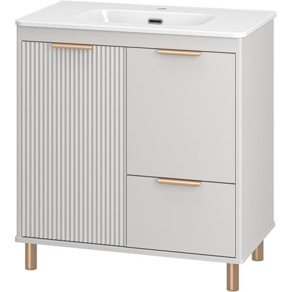 Напольная тумба под раковину Brevita Risacca Crema 80 УТ000025680 Серая матовая