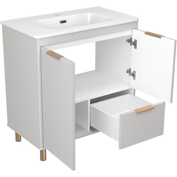 Напольная тумба под раковину Brevita Risacca Crema 80 УТ000025680 Серая матовая