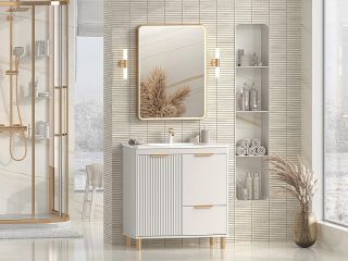 Напольная тумба под раковину Brevita Risacca Crema 80 УТ000025680 Серая матовая