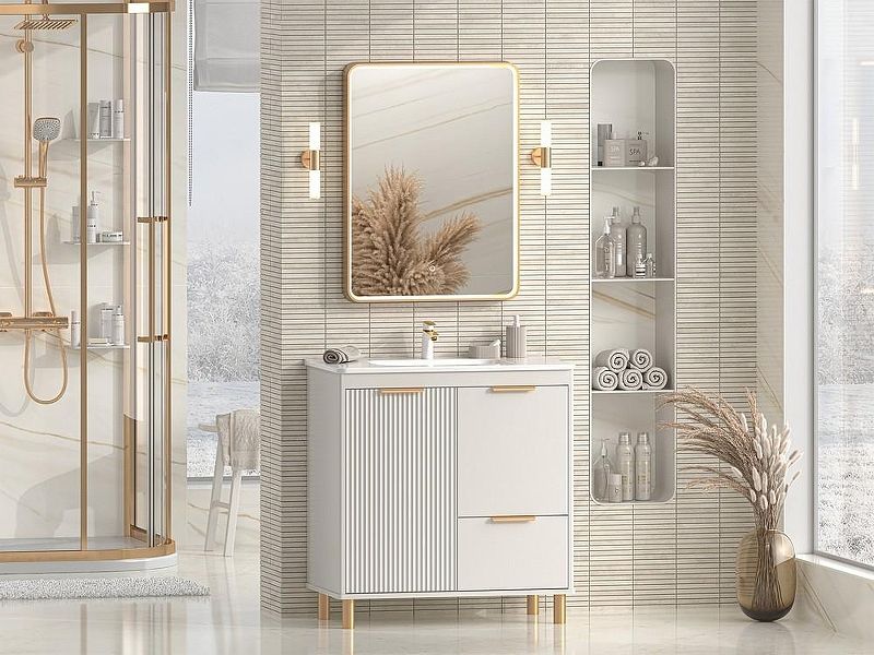 Напольная тумба под раковину Brevita Risacca Crema 80 УТ000025680 Серая матовая