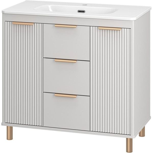 Напольная тумба под раковину Brevita Risacca Crema 90 УТ000025681 Серая матовая