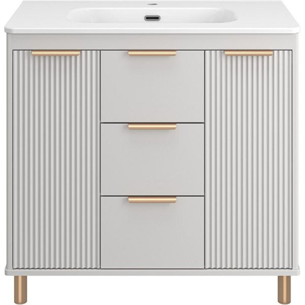 Напольная тумба под раковину Brevita Risacca Crema 90 УТ000025681 Серая матовая