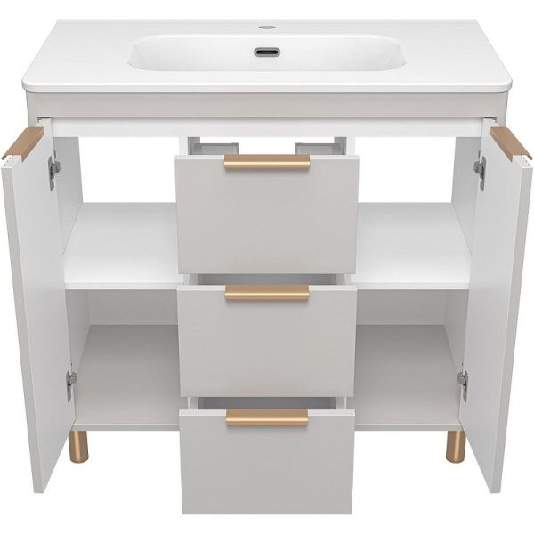 Напольная тумба под раковину Brevita Risacca Crema 90 УТ000025681 Серая матовая