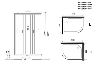 Душевая кабина Niagara NG-33184-14R 110x80 см профиль серебро стекло матовое