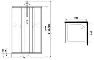 Душевая кабина Niagara NG-1101-14BKTG с гидромассажем 90x90см серебро/матовое
