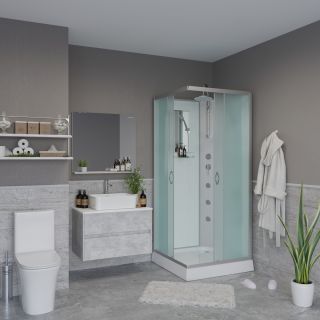 Душевая кабина Niagara NG-1101-14BKTG с гидромассажем 90x90см серебро/матовое