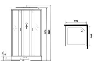 Душевая кабина Niagara NG-1101-14G с гидромассажем 90x90см серебро/матовое