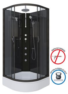 Душевая кабина Niagara NG-6501-14BKTG с гидромассажем 90x90см чёрный/тонированное