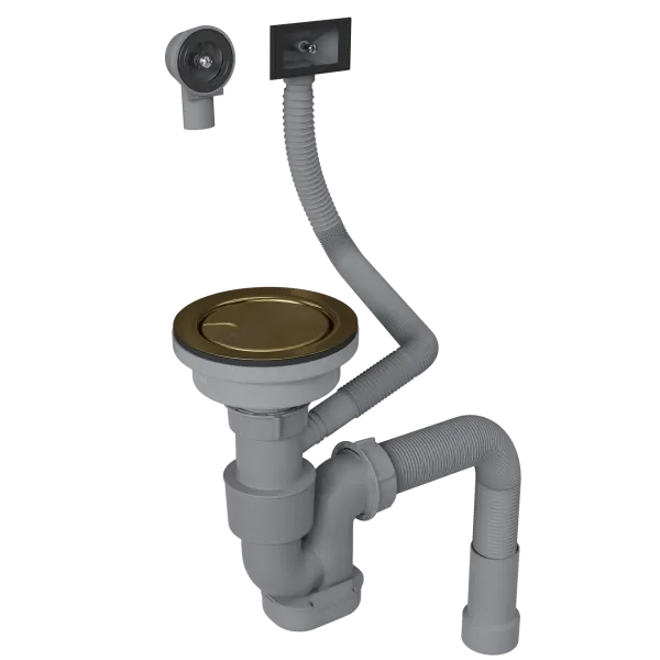 Сифон для одночашевой кухонной мойки с выпуском Reflexion Arno RX3001GD брашированное золото