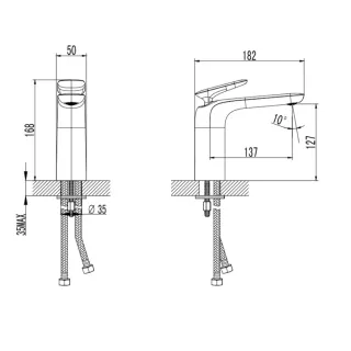 Смеситель для раковины AQUAme Como AQM6510MB чёрный матовый