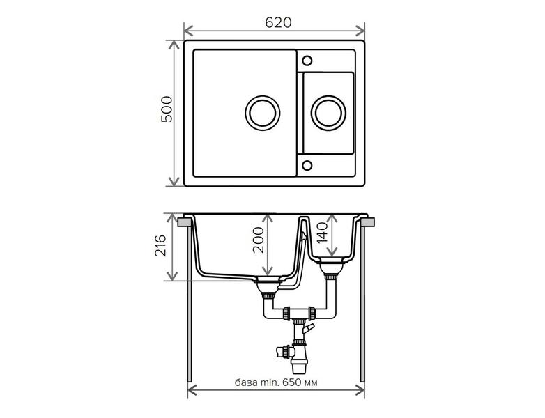 Мойка кухонная Tolero Classic R-109 чёрный 765605