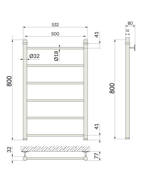 Полотенцесушитель водяной Indigo Line LLW80-50WM 80x50 см белый матовый